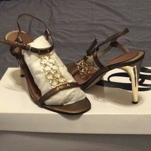 Bronze & Gold Strappy Sandal